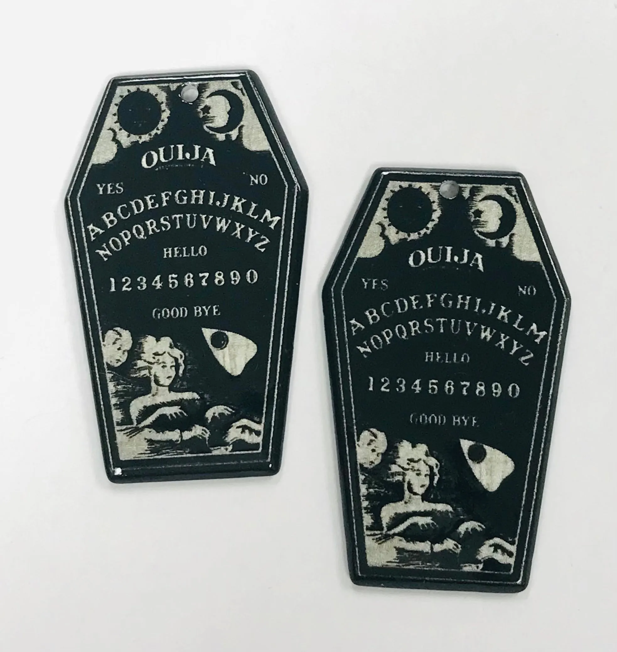 4 Black Ouija Coffin Charms, Wholesale Acrylic Charms DIY jewelry supply charm