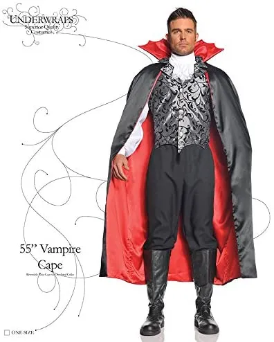 55 Vampire Black and Red Cape - Underwraps Men's Costumes