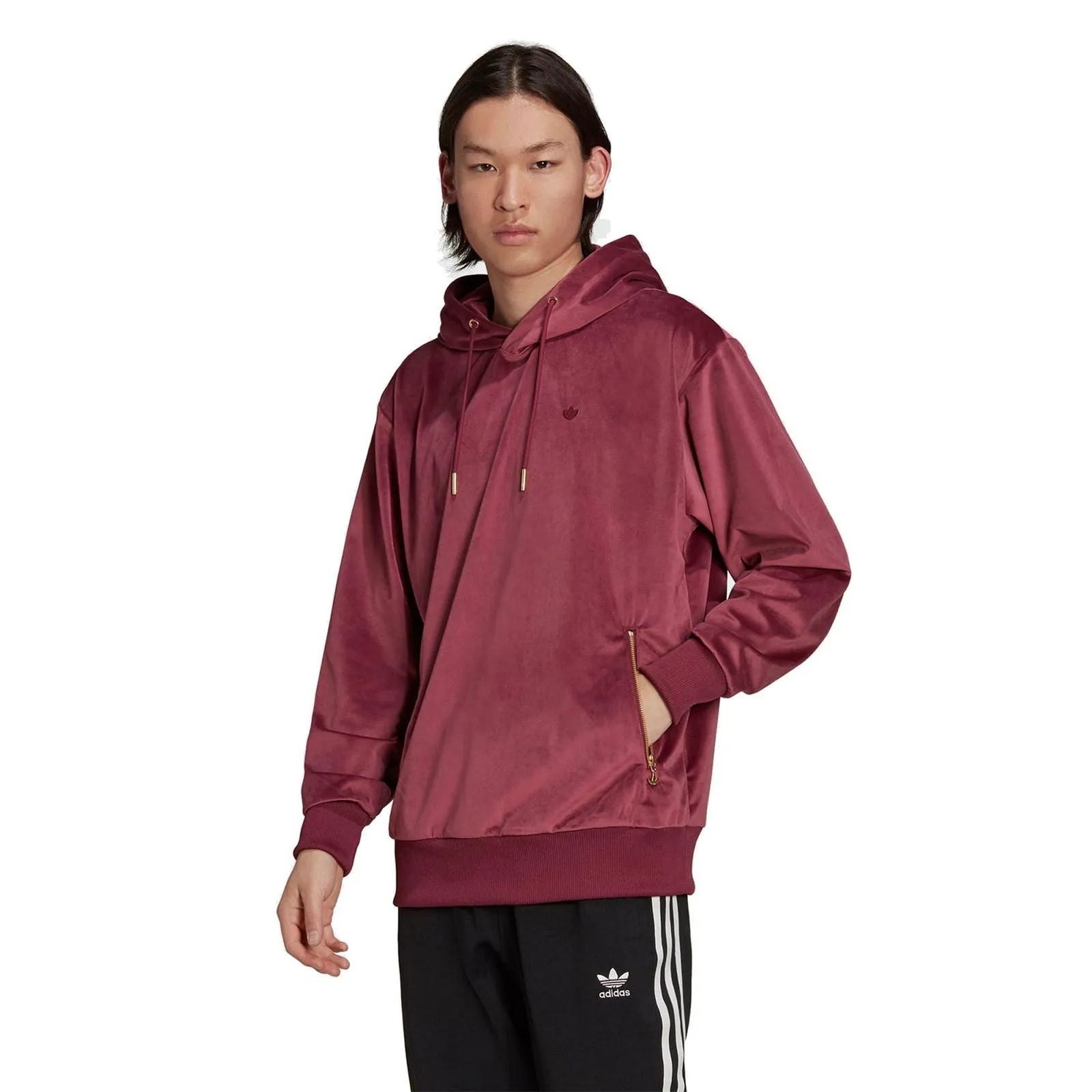 adidas Originals Adicolor Velour Hoodie - Burgundy