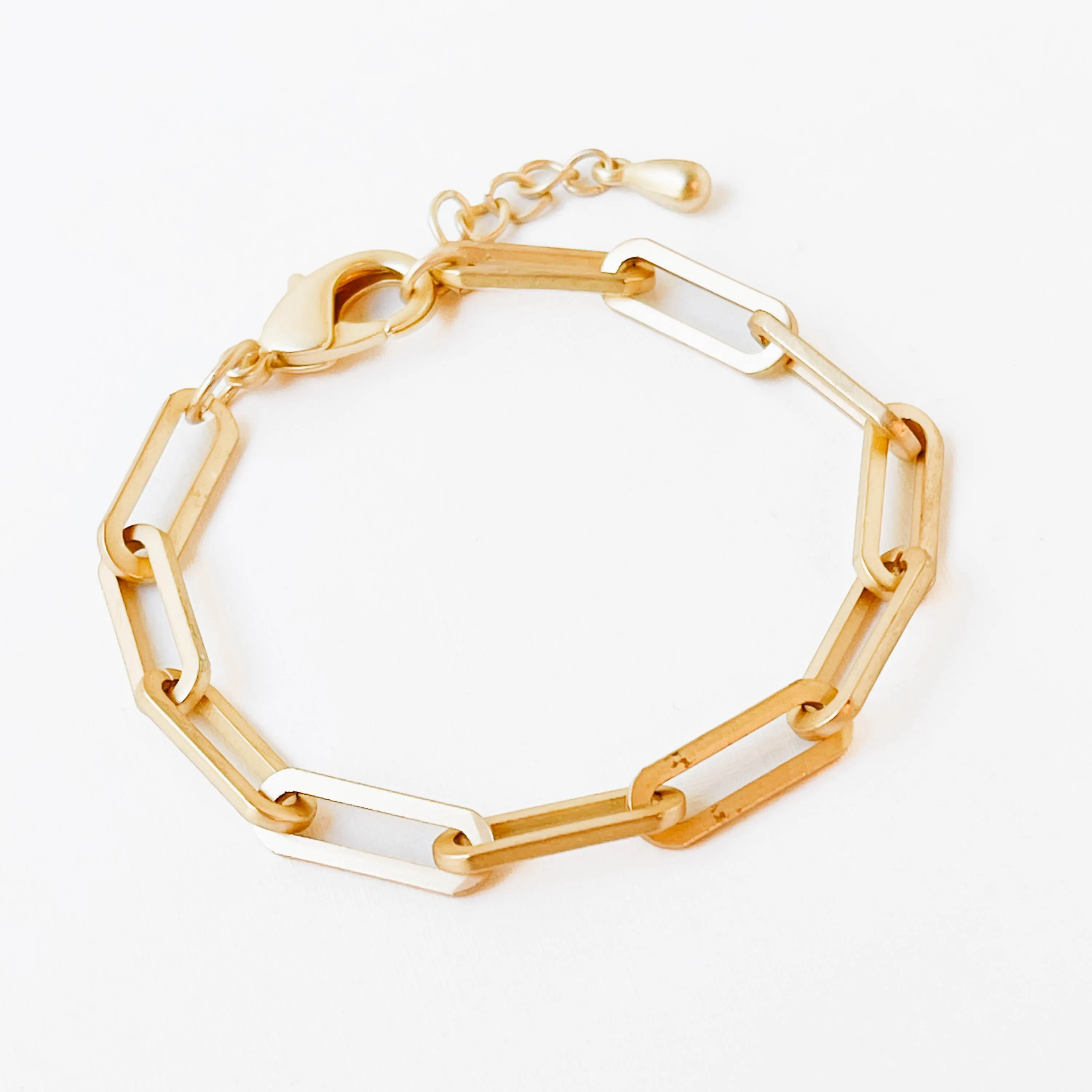 Adjustable Chunky Gold Paperclip Bracelet - WS