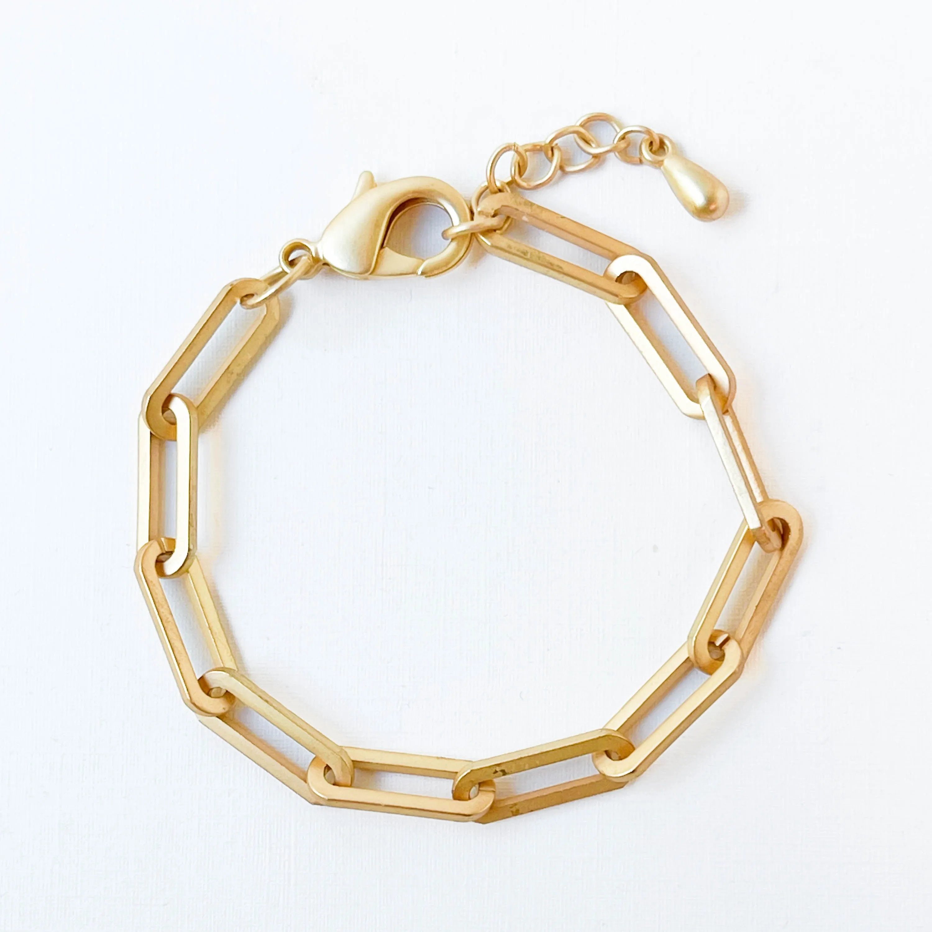 Adjustable Chunky Gold Paperclip Bracelet - WS