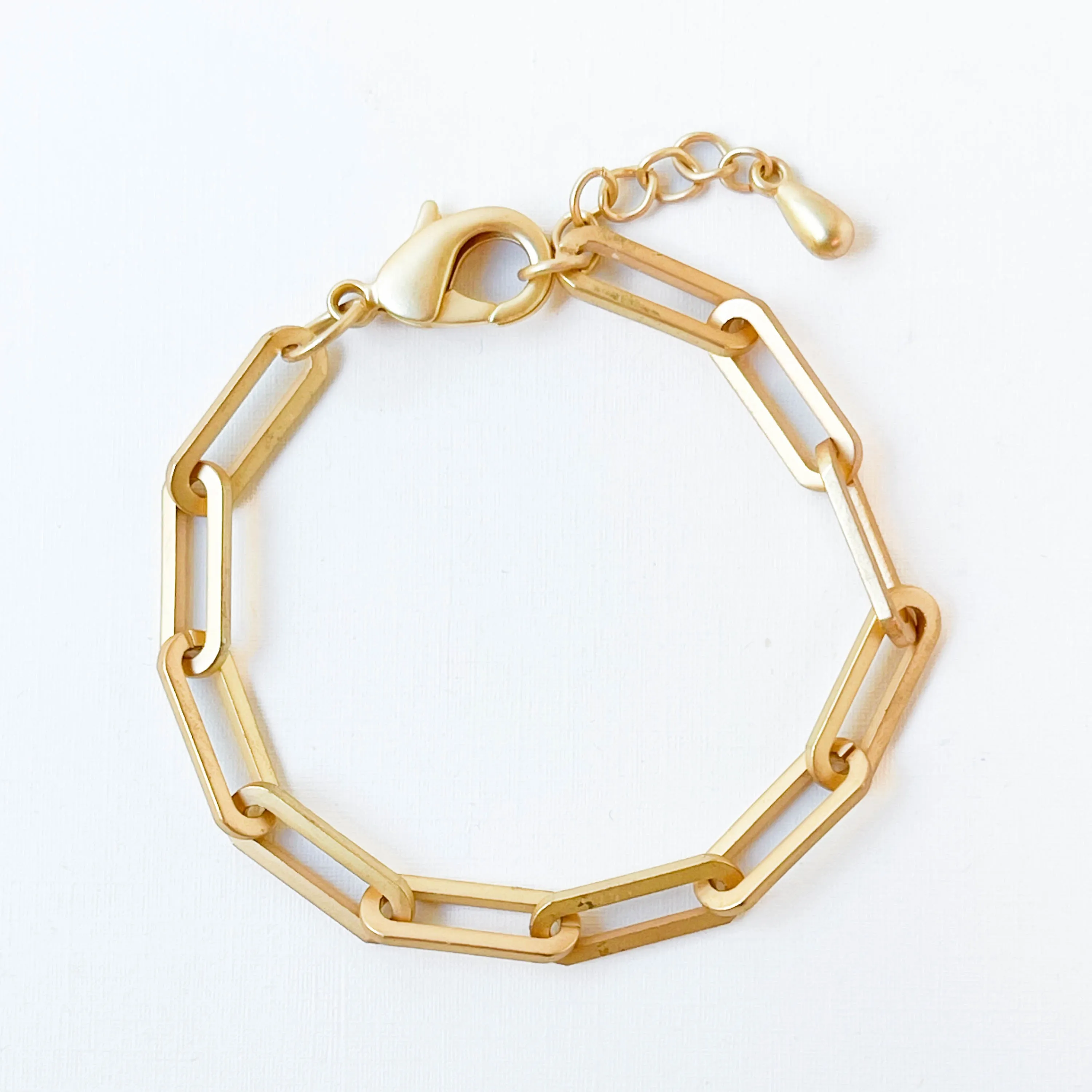 Adjustable Chunky Gold Paperclip Bracelet