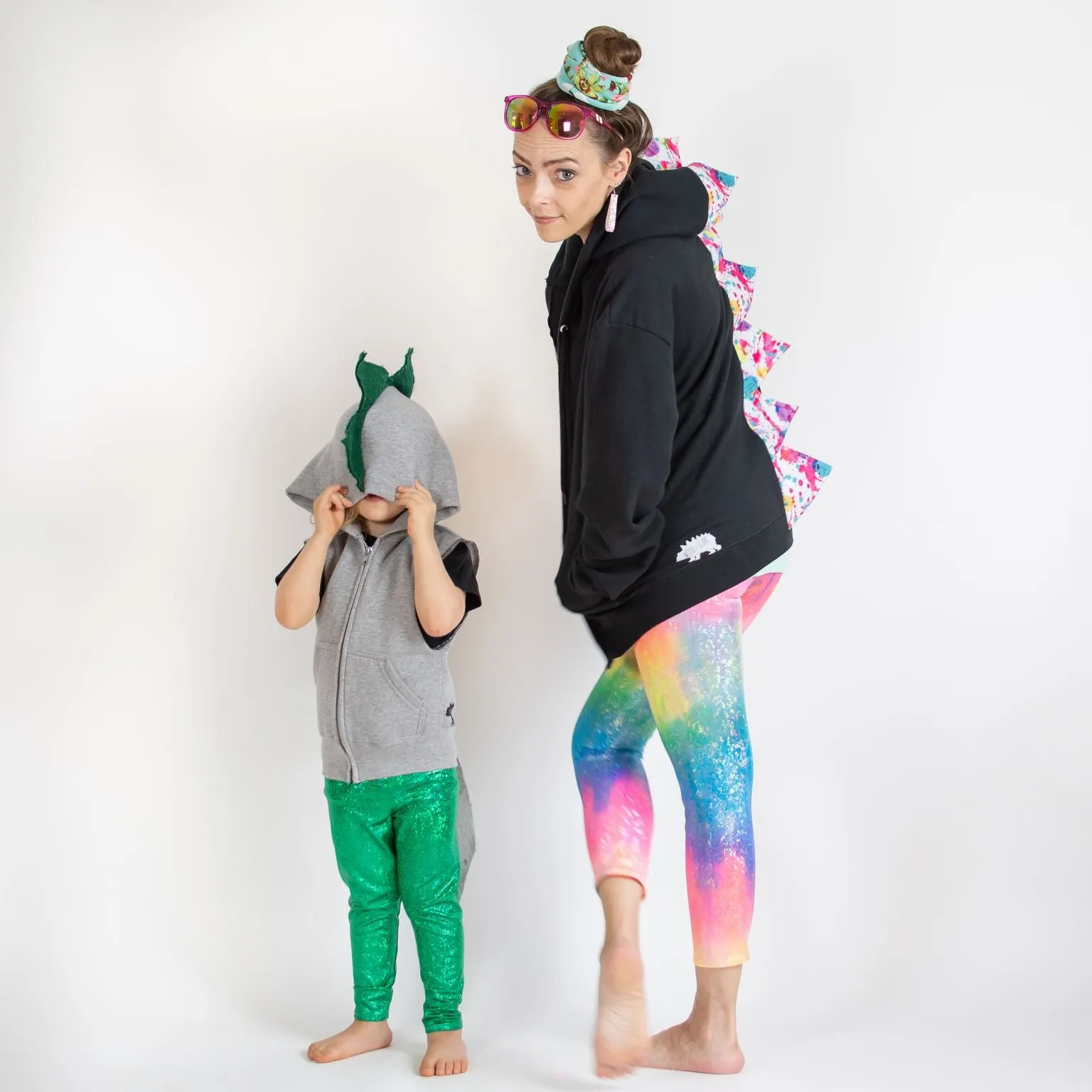 Adult Dinosaur Hoodie - 90's Paint Splatter Spikes