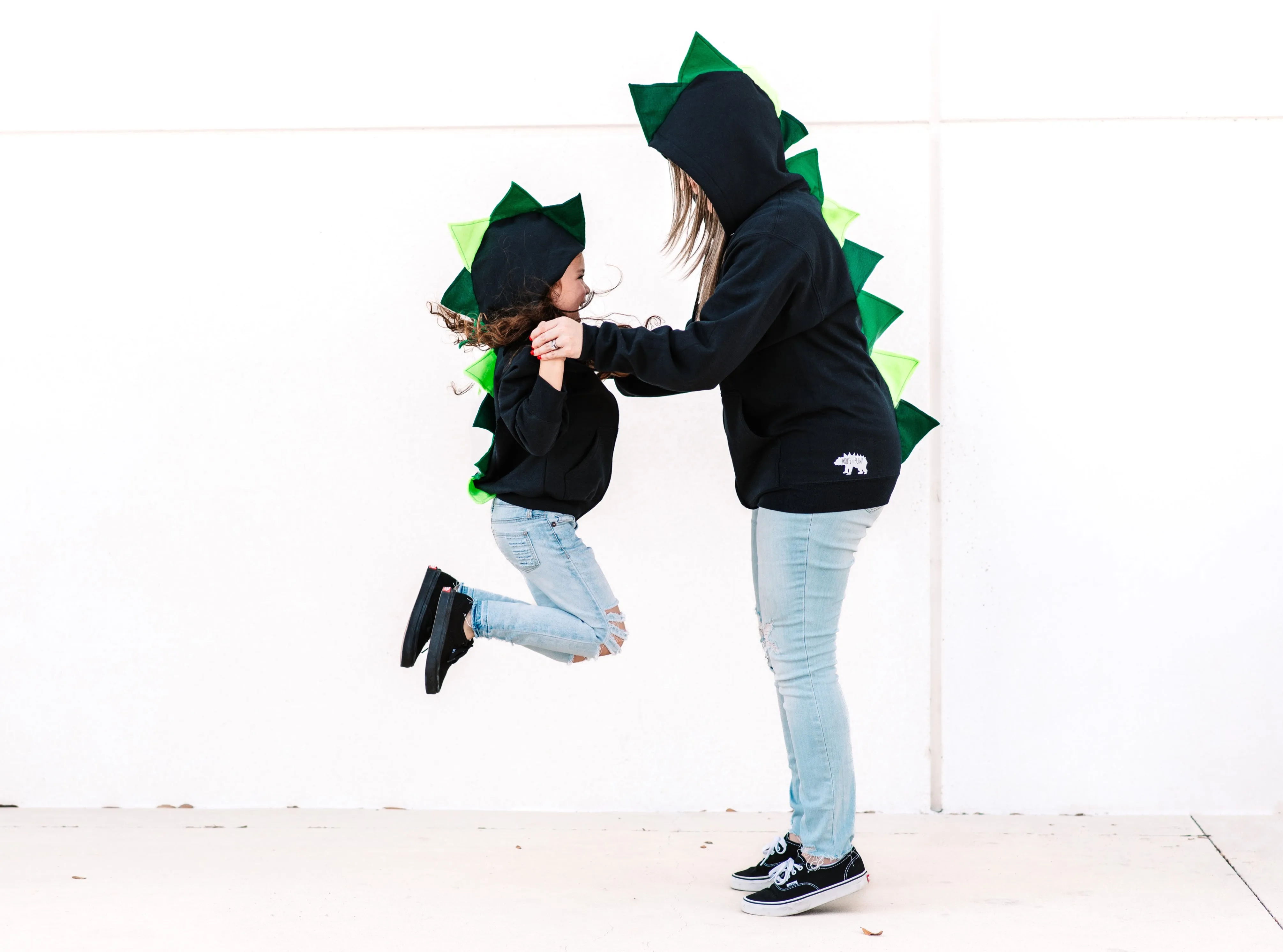 Adult Dinosaur Hoodie - Green Ombre Spikes