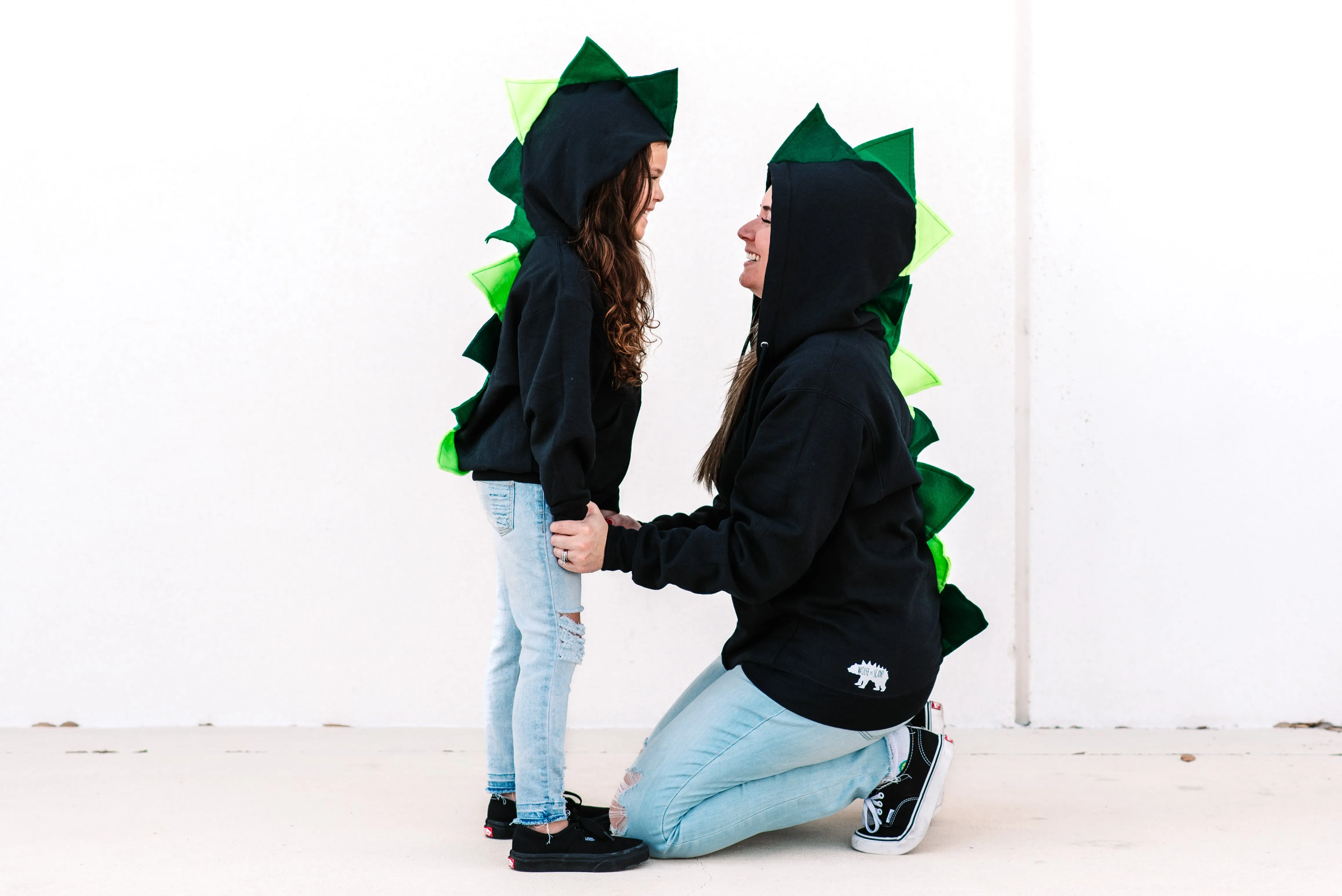 Adult Dinosaur Hoodie - Green Ombre Spikes