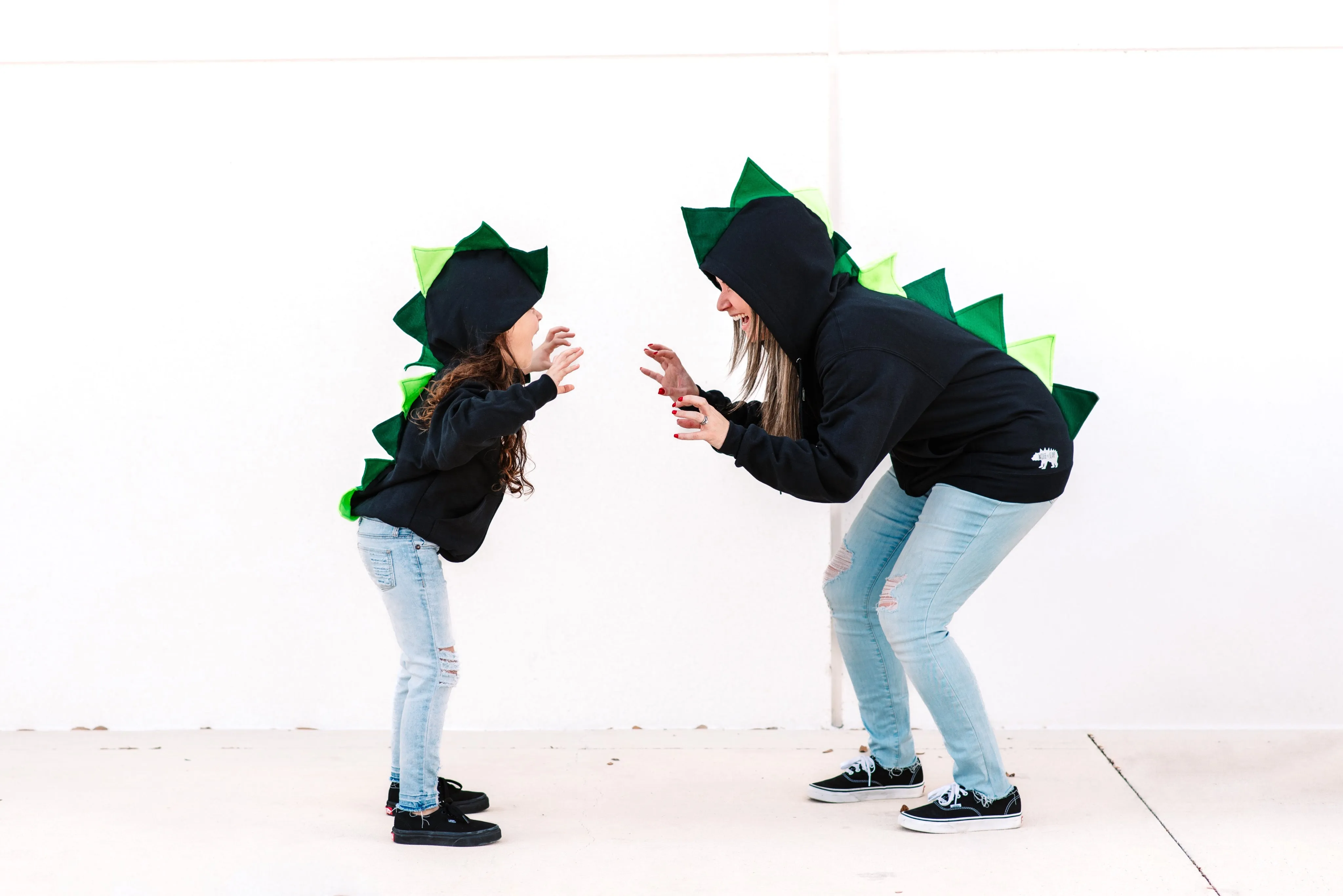 Adult Dinosaur Hoodie - Green Ombre Spikes