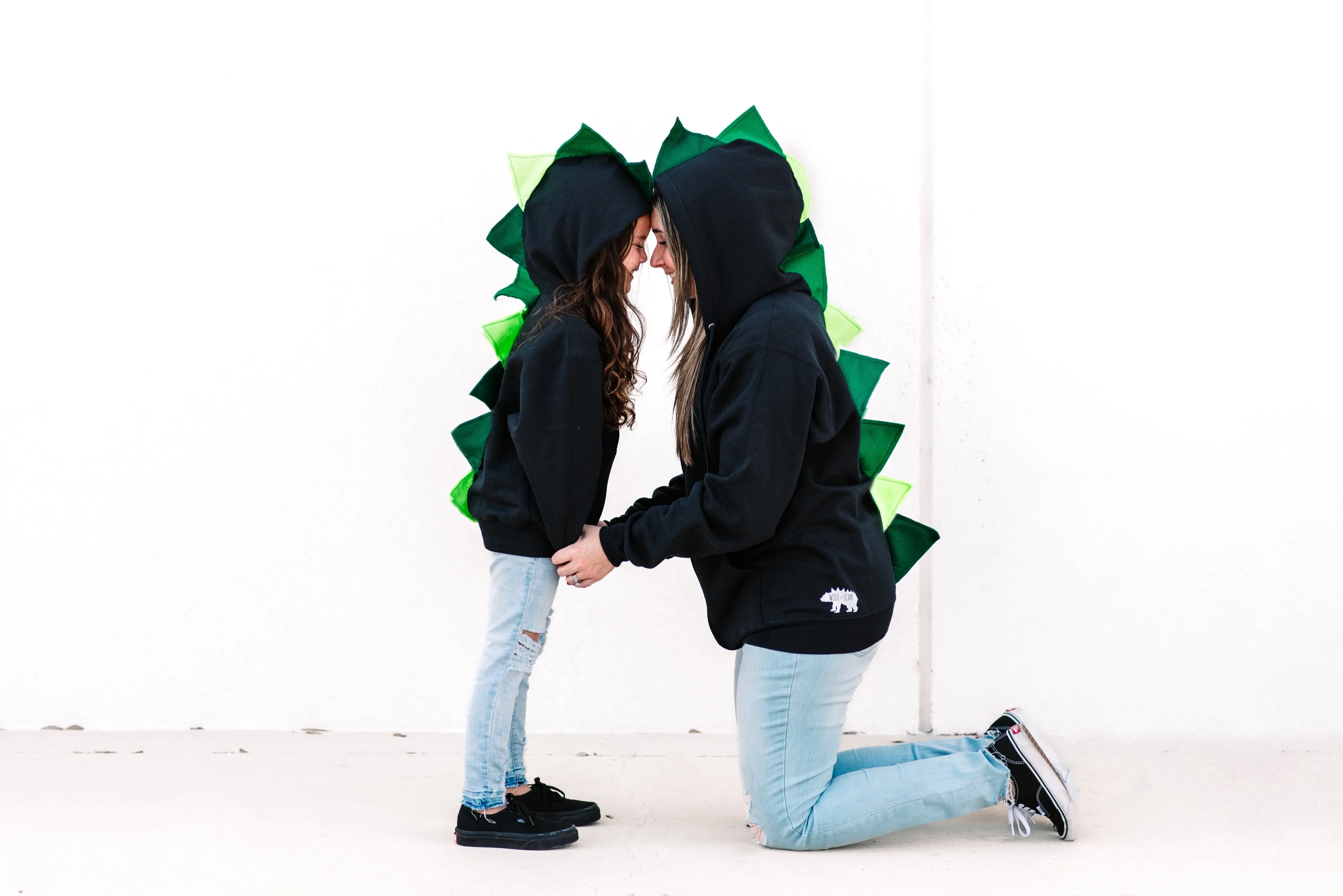 Adult Dinosaur Hoodie - Green Ombre Spikes