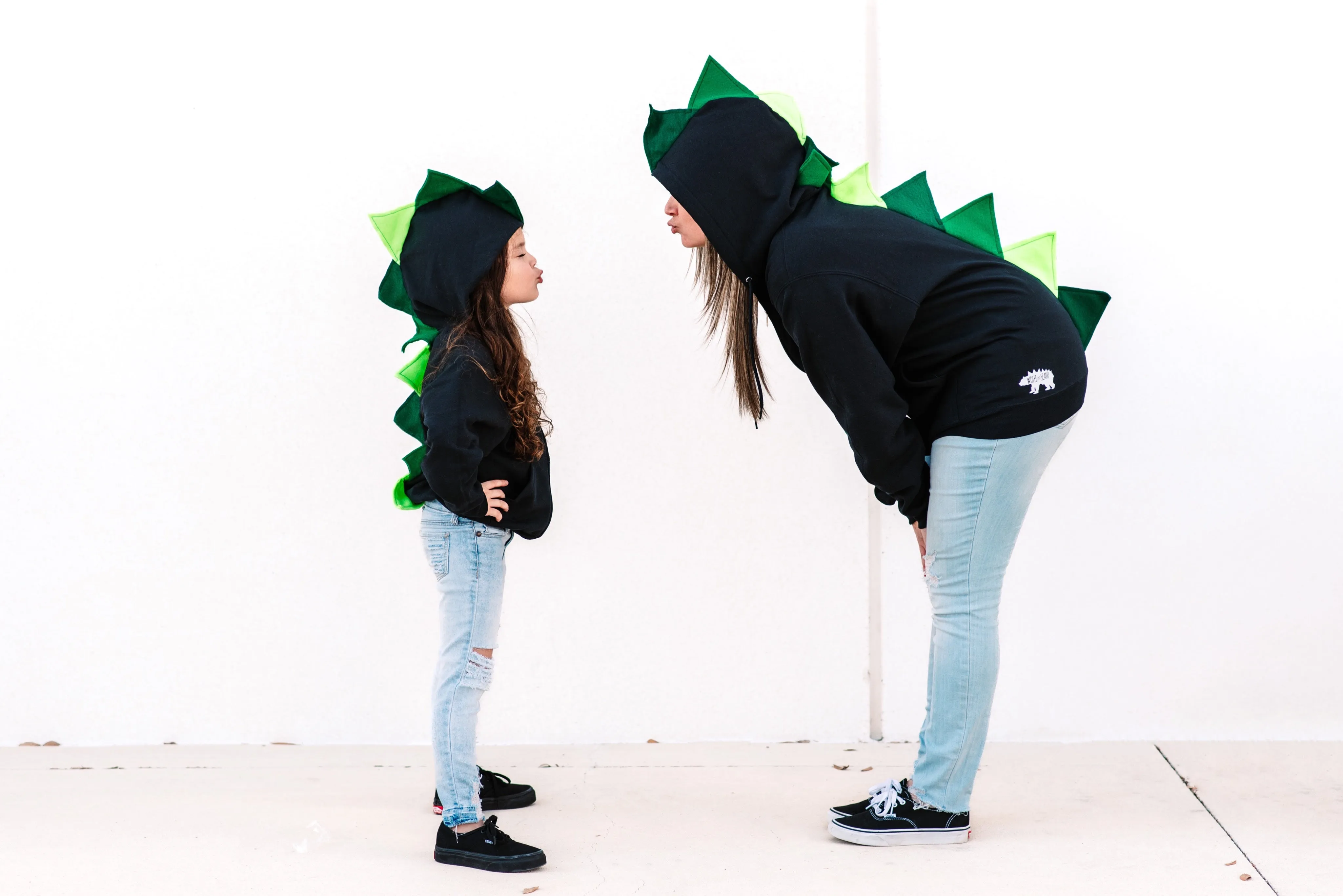 Adult Dinosaur Hoodie - Green Ombre Spikes