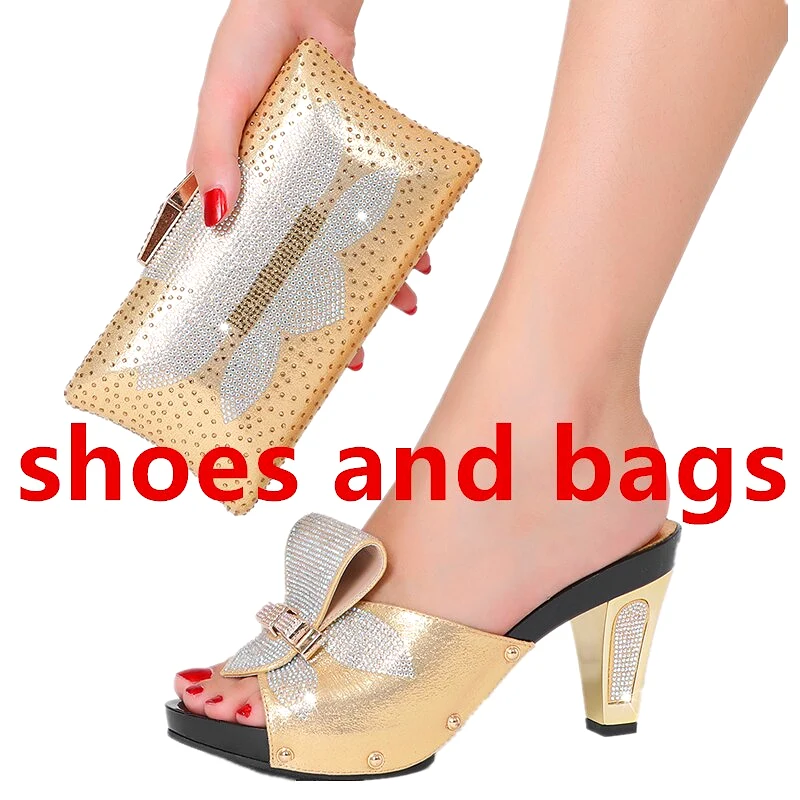 African Women Shoes With Matching Bags Italian Shoe And Bag Set For Party Ladies Wedges Shoes Summer Styles