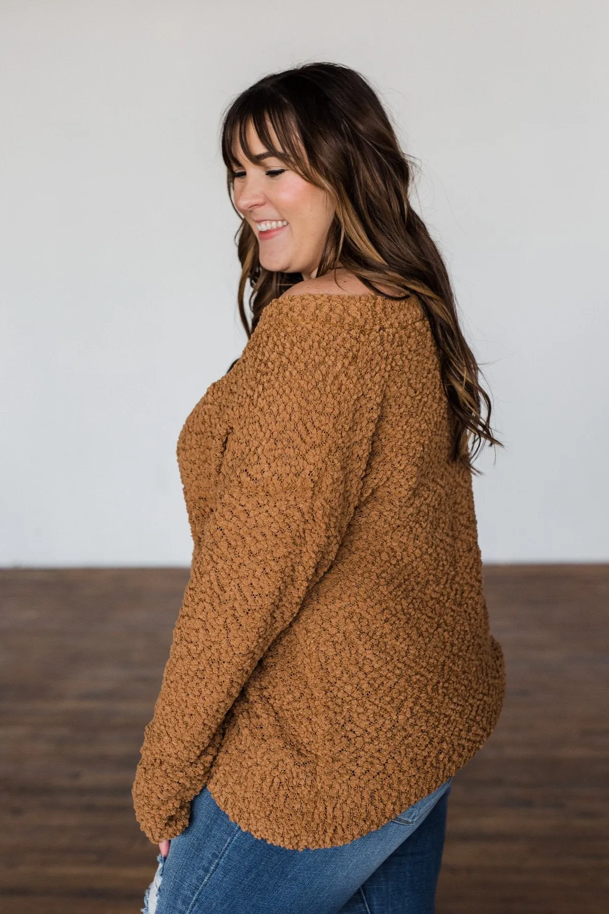 All I Can Do Popcorn Knit Sweater- Camel