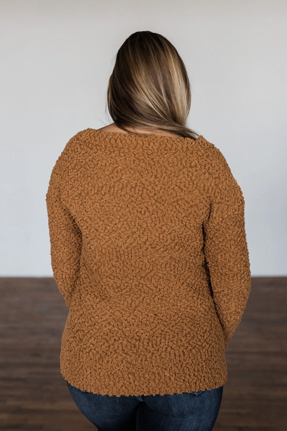 All I Can Do Popcorn Knit Sweater- Camel