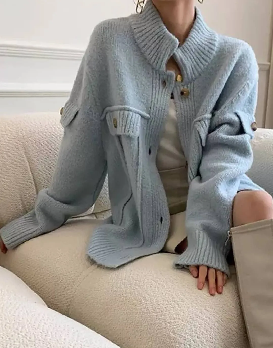 Baby Blue Loose Knit Cardigan