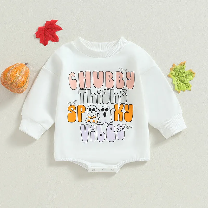 Baby Girls Letters Cartoon Print Halloween Rompers Wholesale 23090669