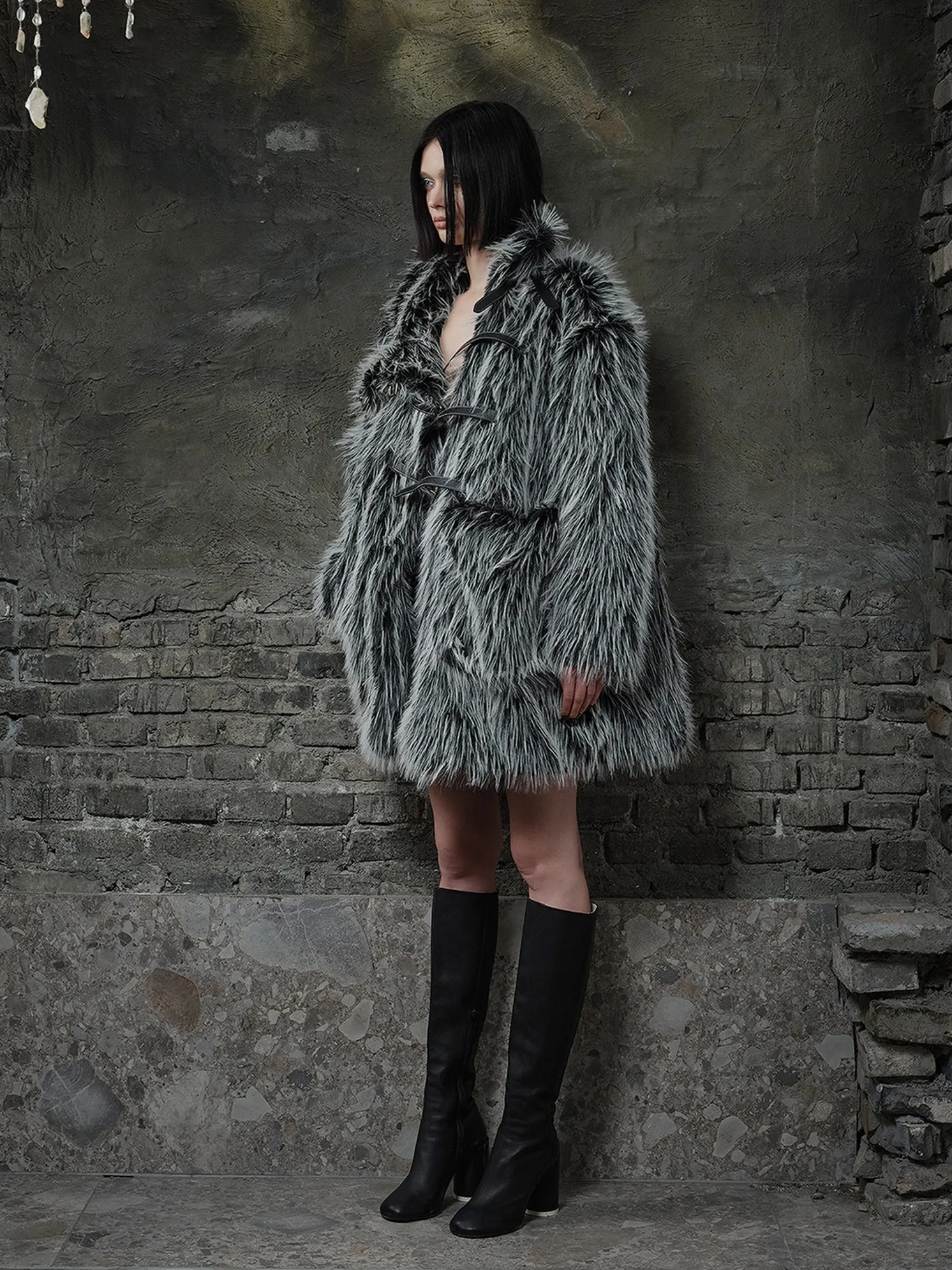 Back Embroidery Fur Coat