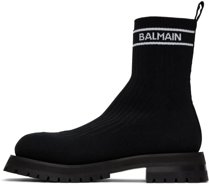 Balmain Black Knit Boots