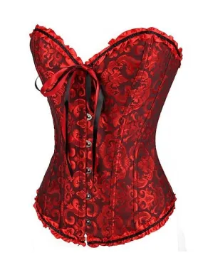 Bavarian Style Overbust Corset with Tummy Control and Push-Up Effect in Elegant Design