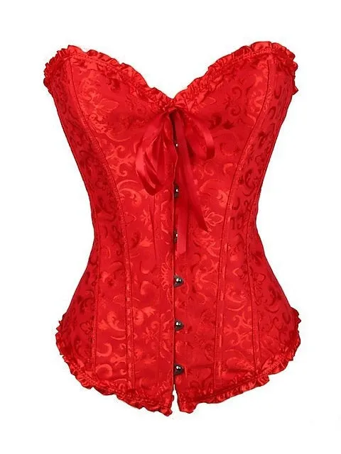 Bavarian Style Overbust Corset with Tummy Control and Push-Up Effect in Elegant Design