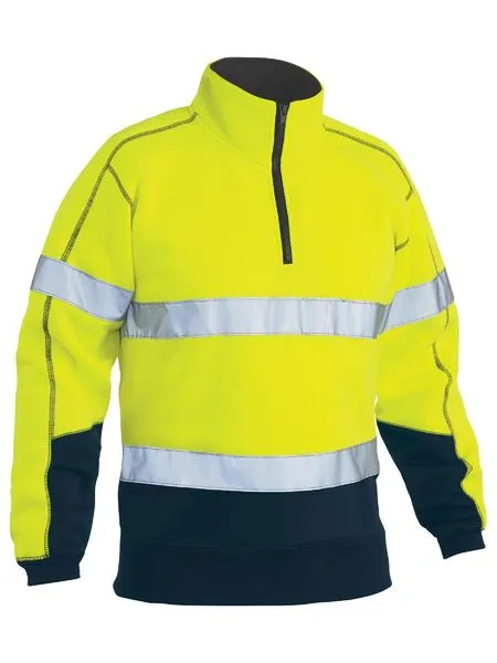 BISLEY Taped Hi Vis 1/4 Zip Fleece Pullover 300gsm