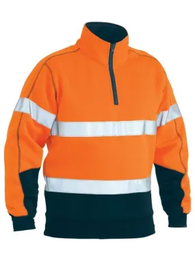 BISLEY Taped Hi Vis 1/4 Zip Fleece Pullover 300gsm