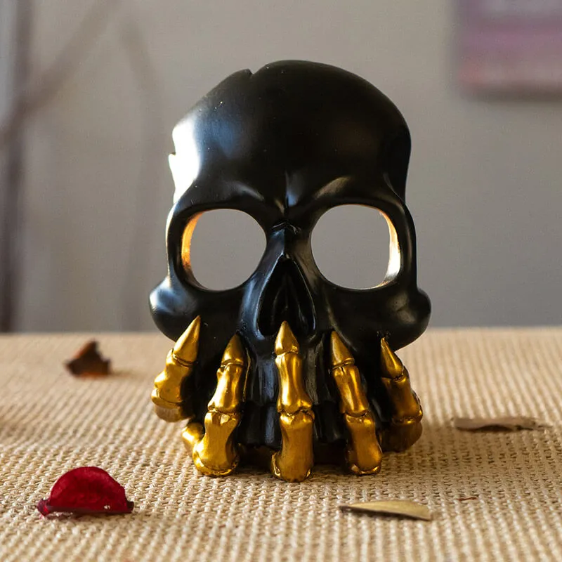 Black & Gold Skull Candleholder