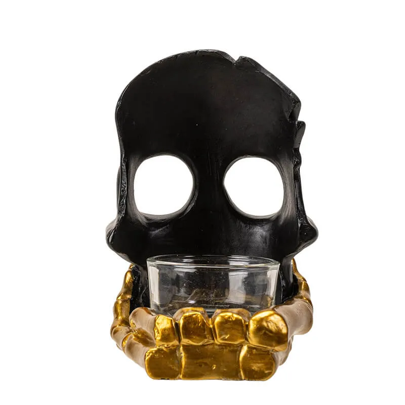 Black & Gold Skull Candleholder