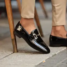 Black Loafers Leather Slip-On Shoes for Business