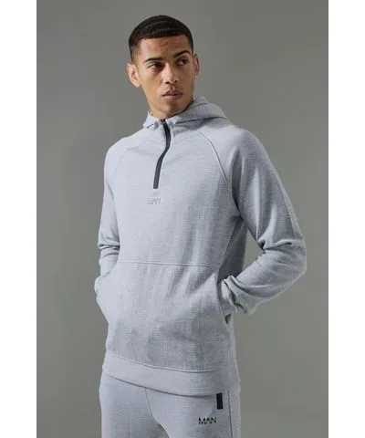 boohoo Mens Man Active Pro Fleece Reg Fit 1/4 Zip Hoodie