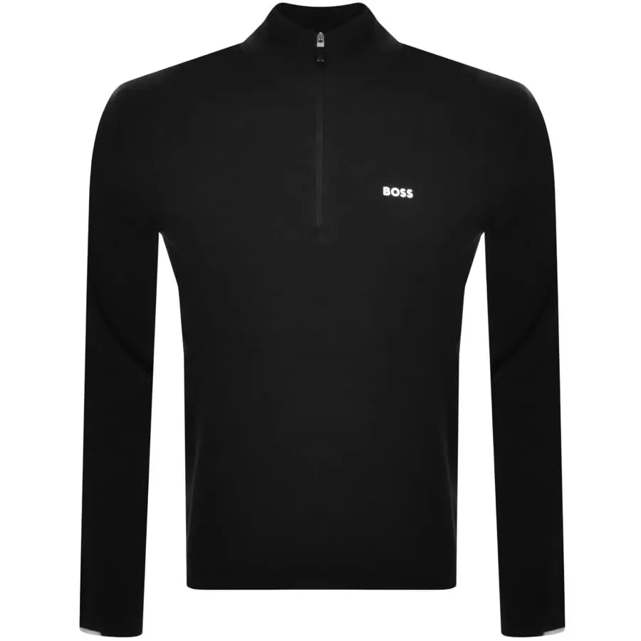 BOSS Ever X Quarter Zip Knit Jumper Black