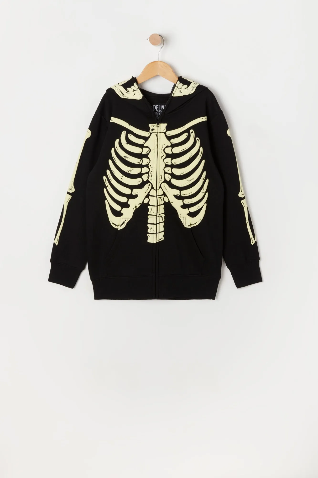 Boys Glow-In-The-Dark Skeleton Graphic Peeper Hoodie