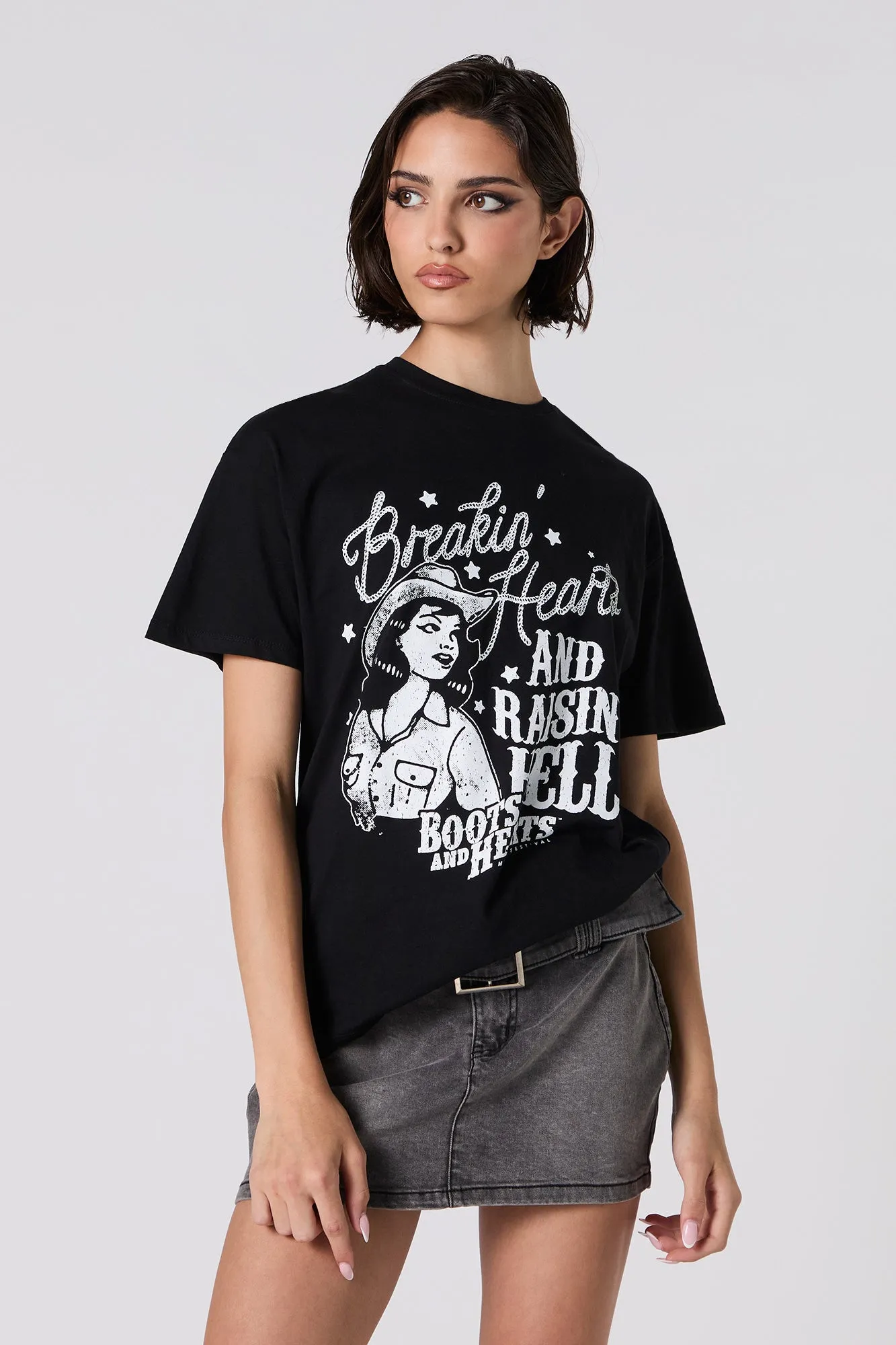 Breakin' Hearts Boots and Hearts Graphic Boyfriend T-Shirt