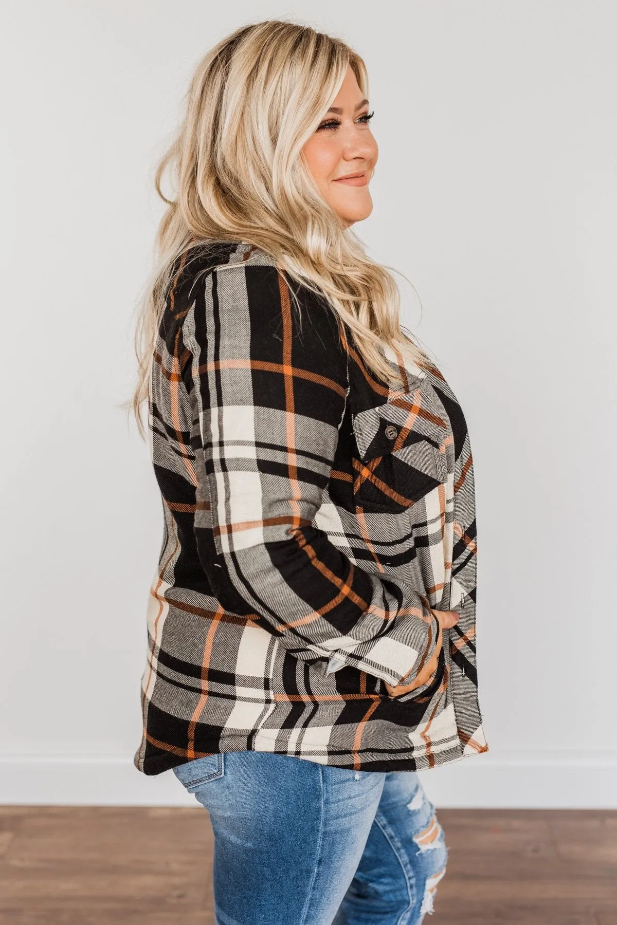 Bundled Up Beauty Plaid Faux Fur Lined Coat- Black, Cream, & Rust