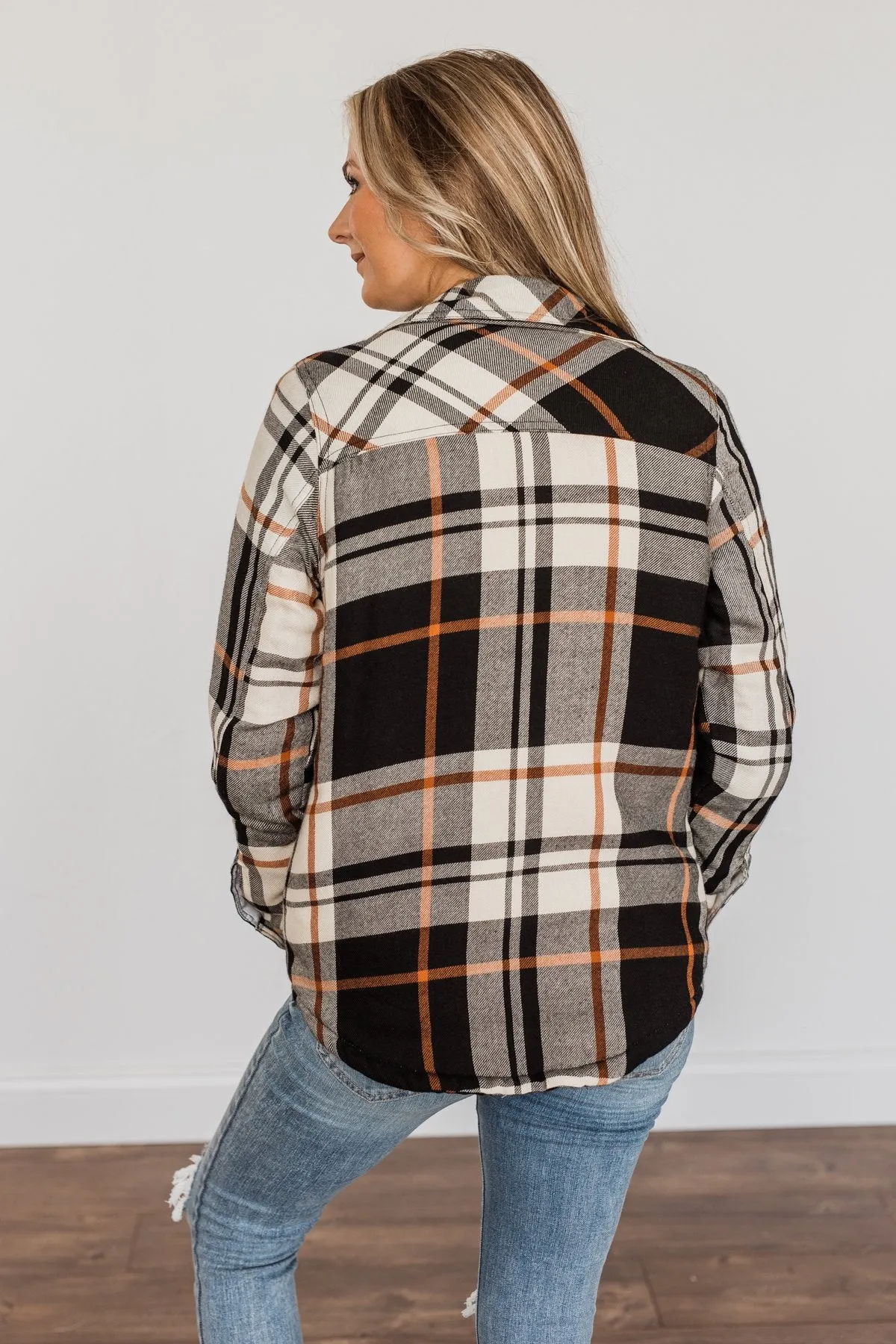 Bundled Up Beauty Plaid Faux Fur Lined Coat- Black, Cream, & Rust