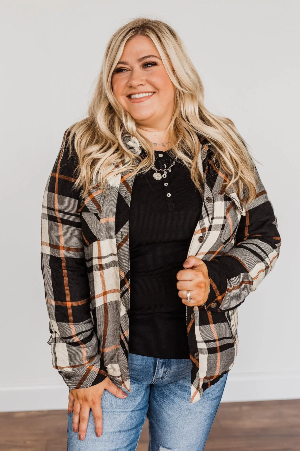 Bundled Up Beauty Plaid Faux Fur Lined Coat- Black, Cream, & Rust