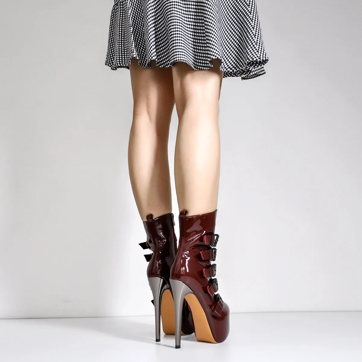 Burgundy High Heel Stiletto Boots