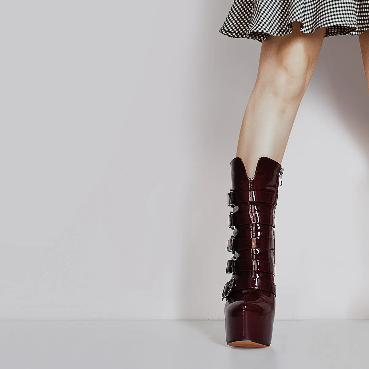 Burgundy High Heel Stiletto Boots