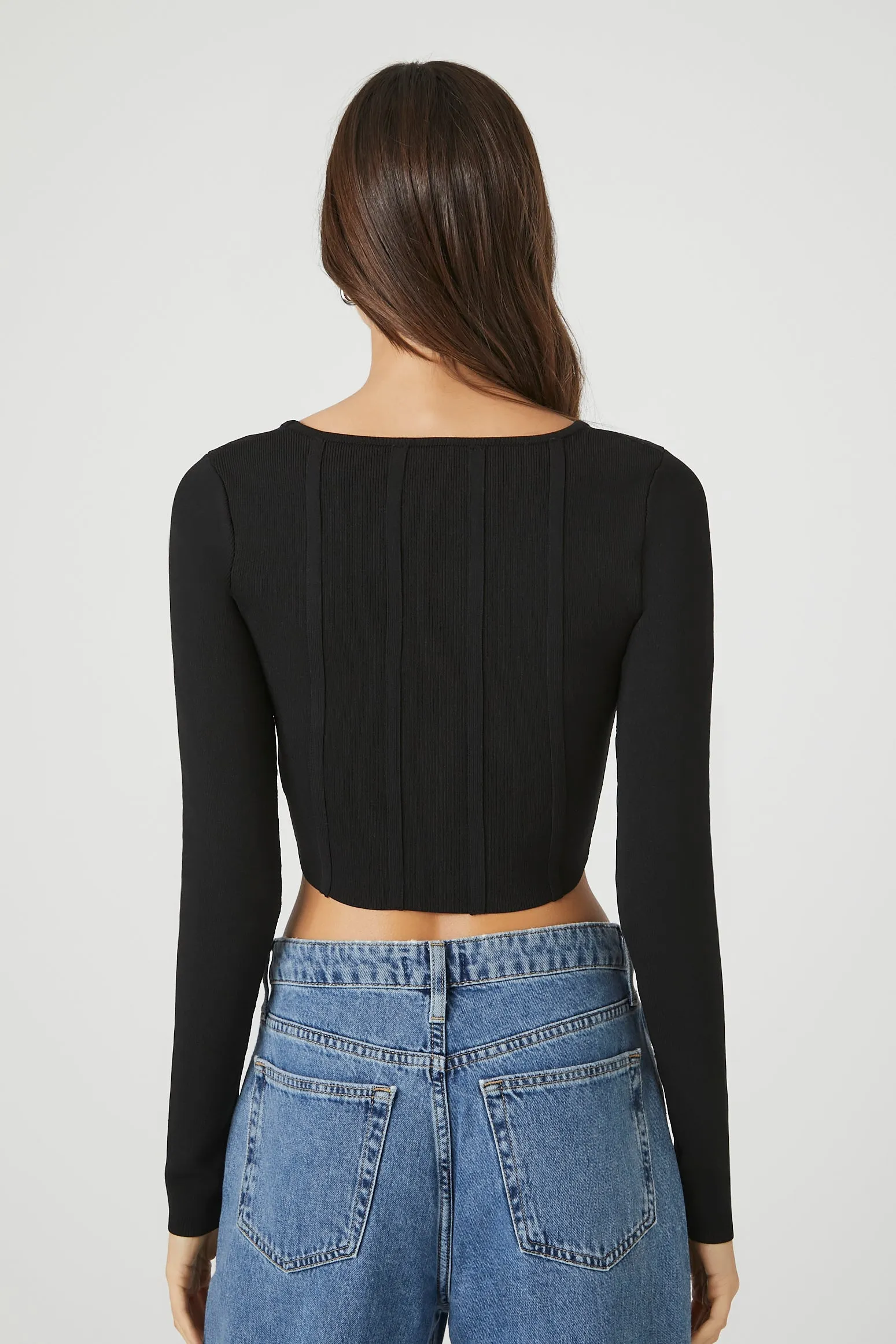 Button-Up Knit Crop Top