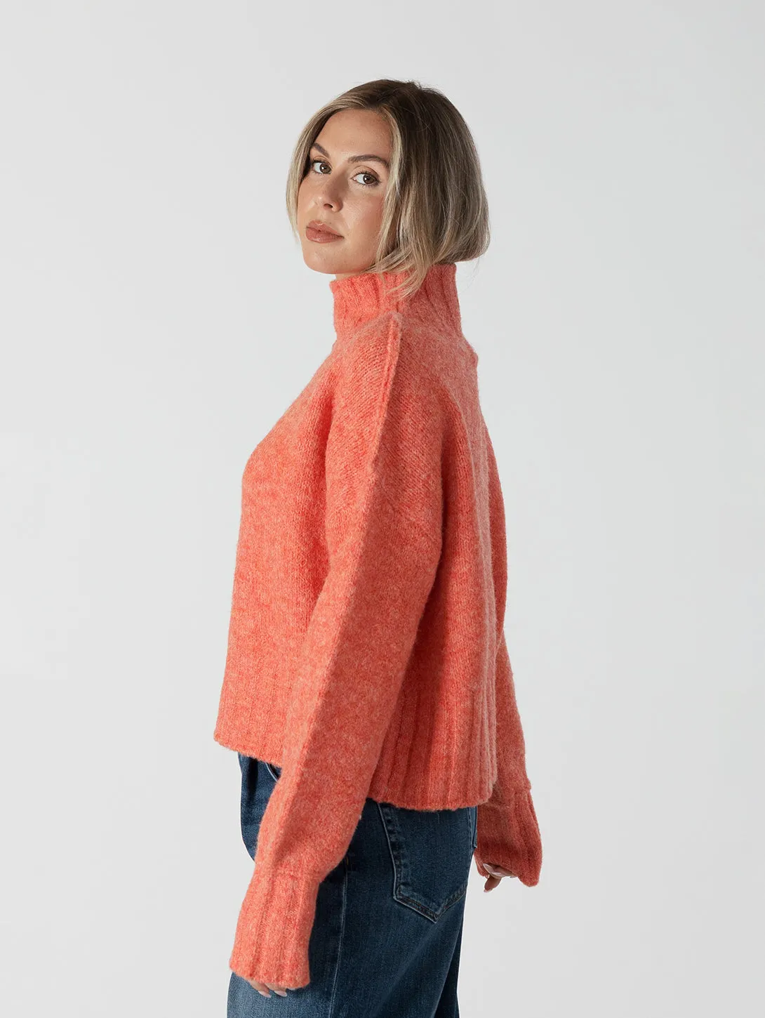 Calli Mockneck - Coral Marl