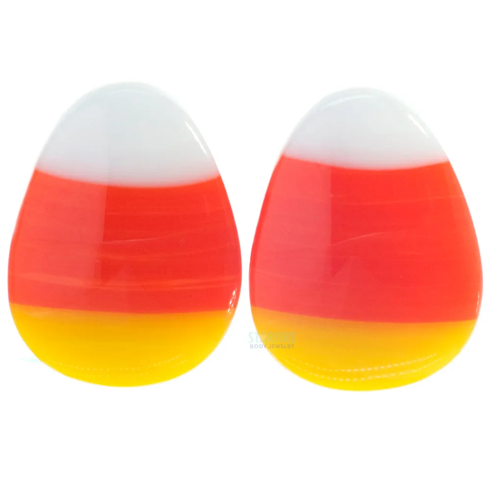 Candy Corn Glass Teardrop Plugs