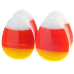 Candy Corn Glass Teardrop Plugs