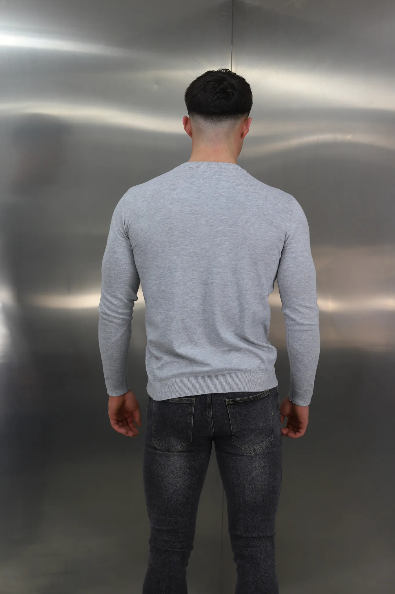 Capo Egyptian Cotton Crew Neck Jumper - Grey