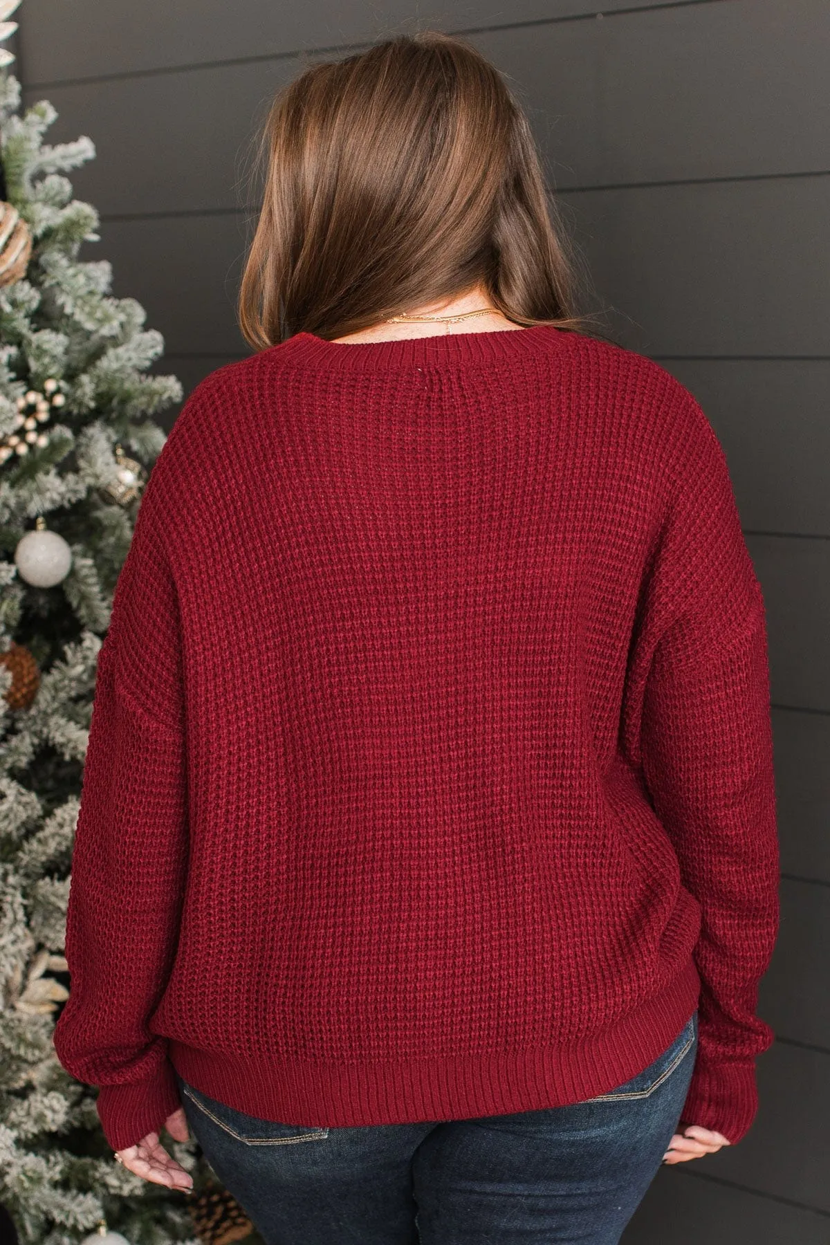 Captivating In Color Knit Sweater- Deep Red