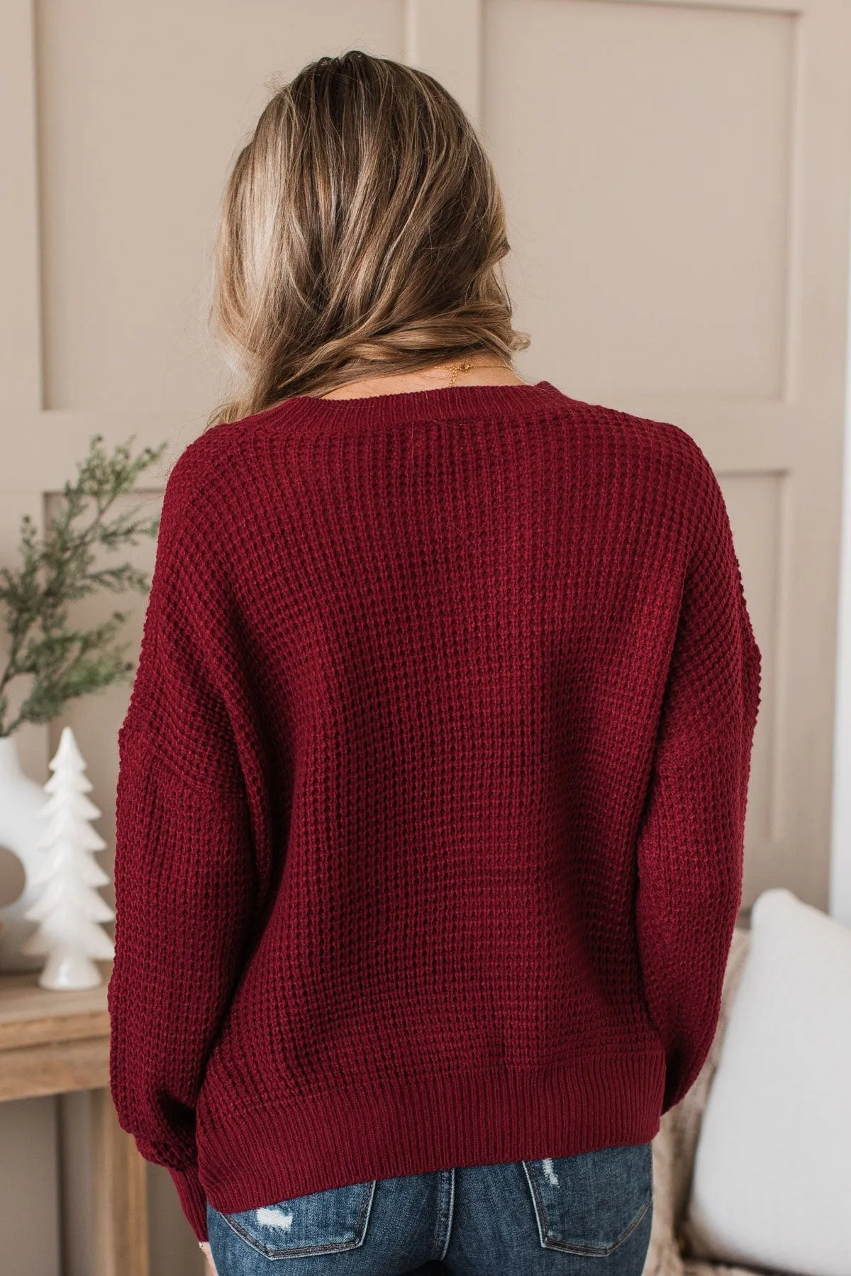 Captivating In Color Knit Sweater- Deep Red