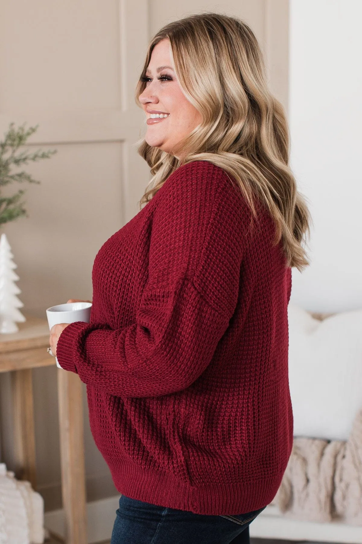 Captivating In Color Knit Sweater- Deep Red