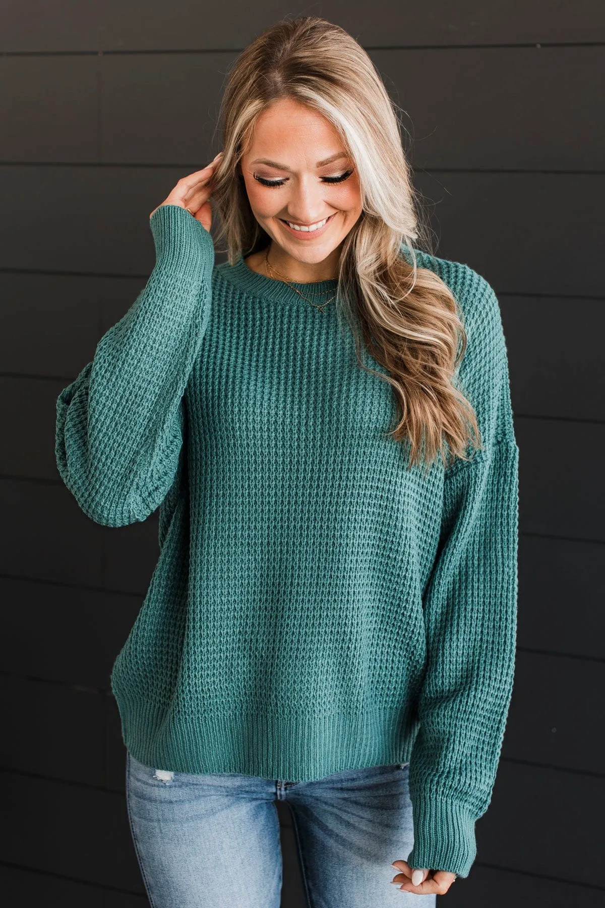 Captivating In Color Knit Sweater- Dusty Teal