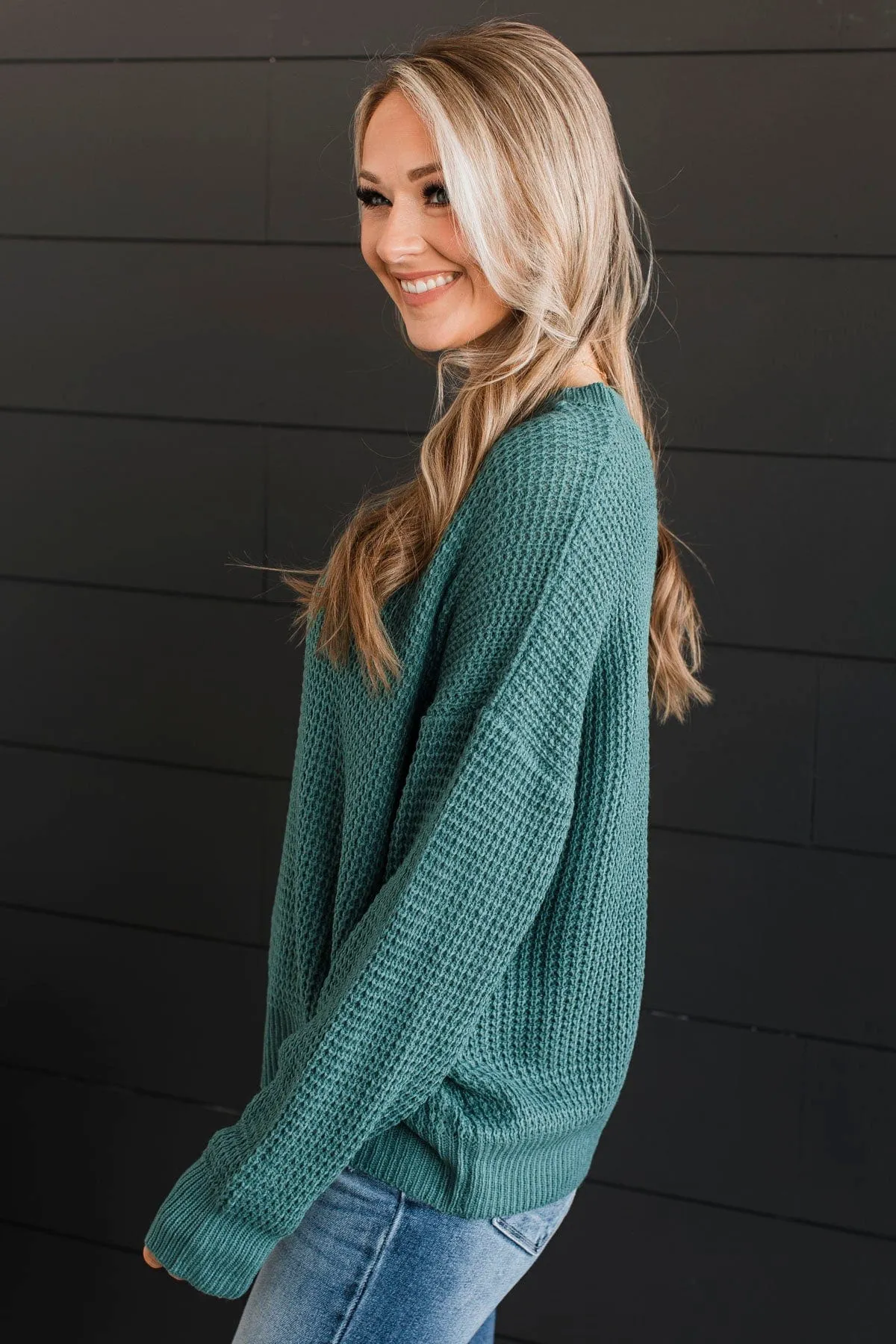 Captivating In Color Knit Sweater- Dusty Teal