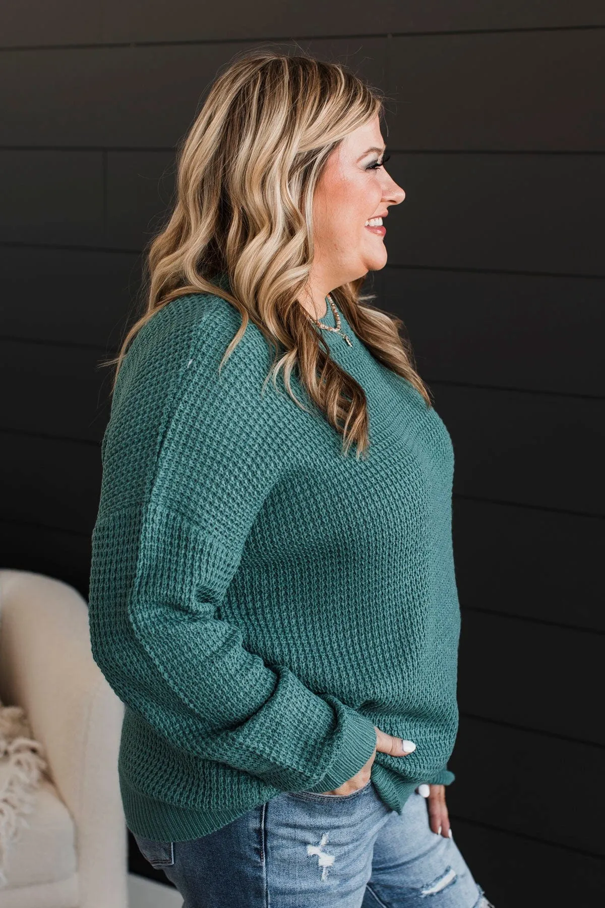 Captivating In Color Knit Sweater- Dusty Teal