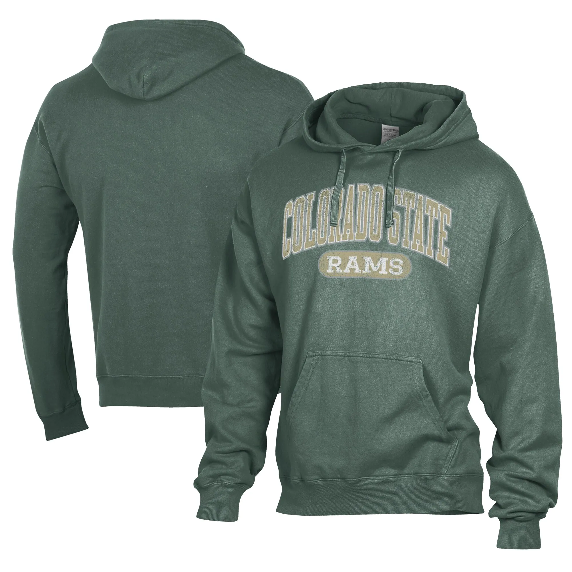 Comfort Wash  Colorado State Rams Green Lightweight Fleece Pullover Hoodie