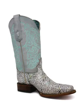 Corral Womens White Turquoise  Boots