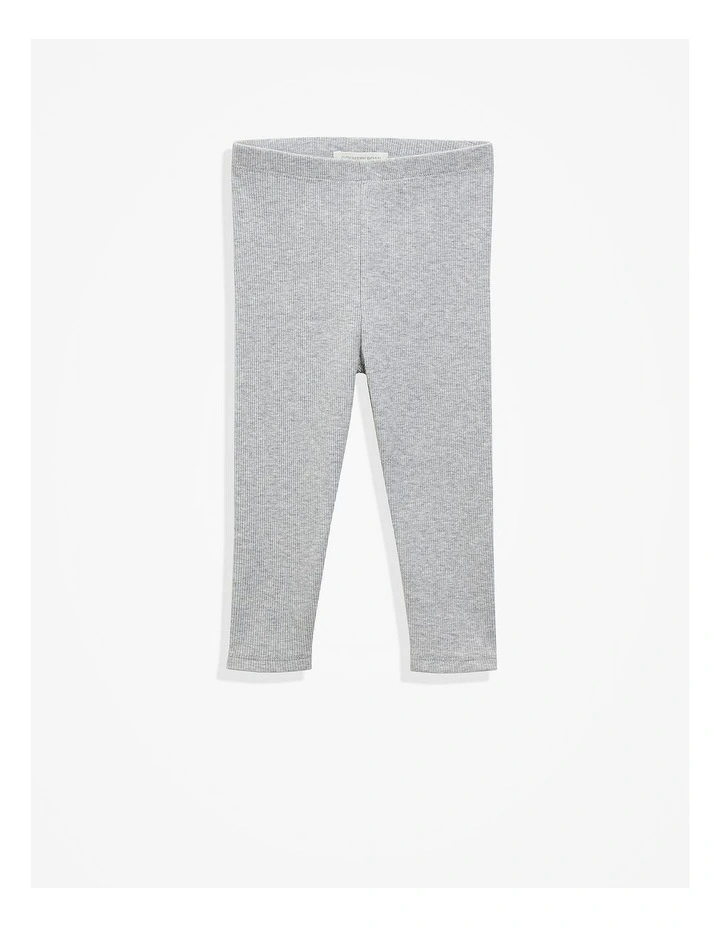 Cotton Solid Rib Legging in Light Grey Marle