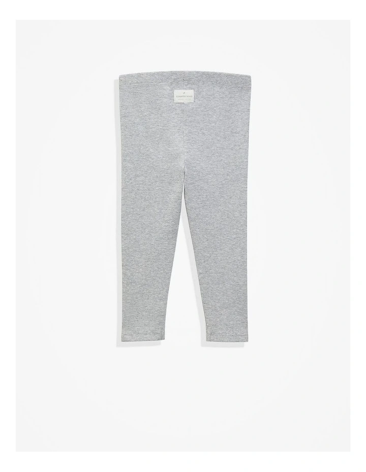 Cotton Solid Rib Legging in Light Grey Marle